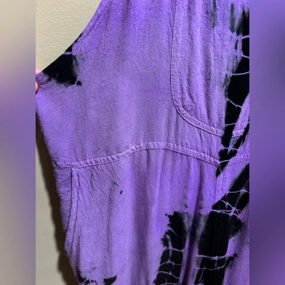 Purple Tie-Dye Relaxed Jumpsuit SHORT - Picture 6 of 8